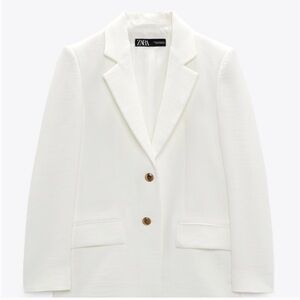 Zara padded shoulder white blazer